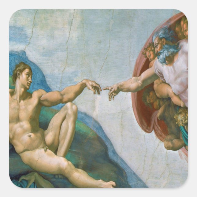 Creation of Adam - Michelangelo 1475 - 1564 Square Sticker (Front)