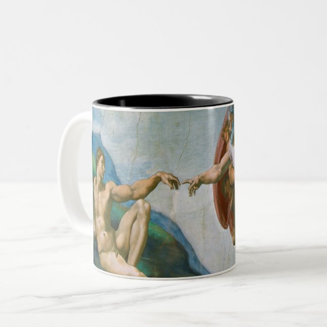 Creation of Adam - Michelangelo 1475 - 1564 Two-Tone Coffee Mug (Front Left)