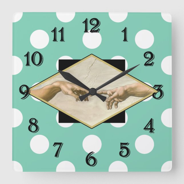 Creation of Adam Polka Dots Square Wall Clock (Front)