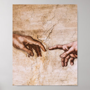 Creation Of Adam Restored Michelangelo Poster