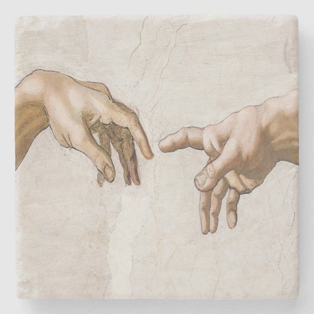 Creation Of Adam Sistine Chapel - Michelangelo Stone Coaster (Front)