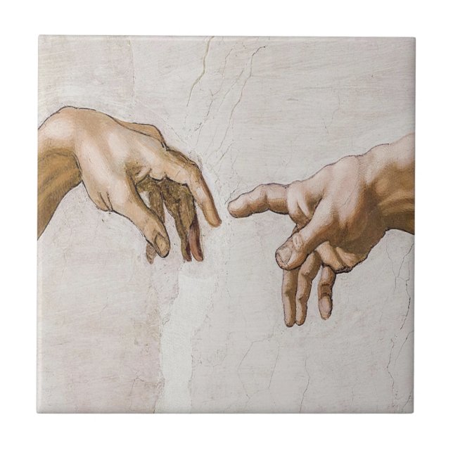 Creation Of Adam Sistine Chapel - Michelangelo Tile (Front)