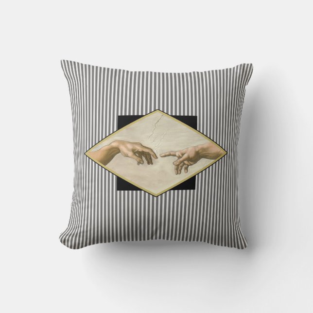 Creation of Adam Stripes Throw Pillow (Front)