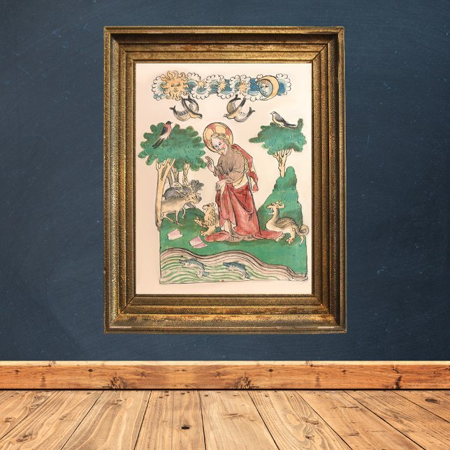 Creation of the World - Bible Medieval Manuscript Poster (Creation of the World Bible Medieval Manuscript Catholic Christian Poster)