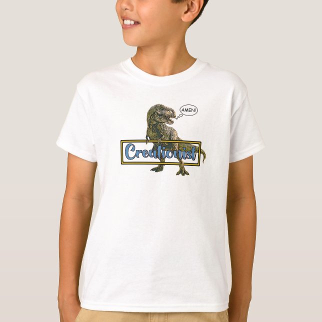 Creationist T-Rex Dinosaur customizable Comment T-Shirt (Front)