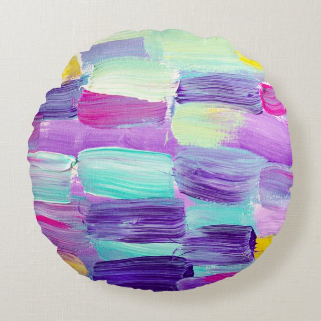 Creative abstract hand painted background, wallpap round pillow (Front)