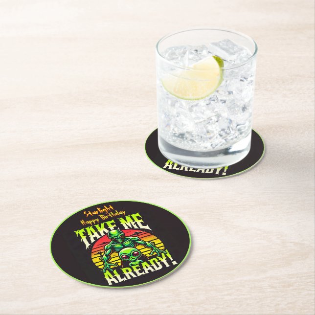 Creative Alien Art Expressing Desire for Contact Round Paper Coaster (Insitu)