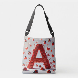 Creative Alphabet Letter A with Heart Shapes Crossbody Bag