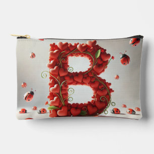 Creative Alphabet Letter B with Heart Shapes Accessory Pouch