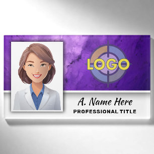 Creative Amethyst Crystal Makeup Artists Designer  Name Tag