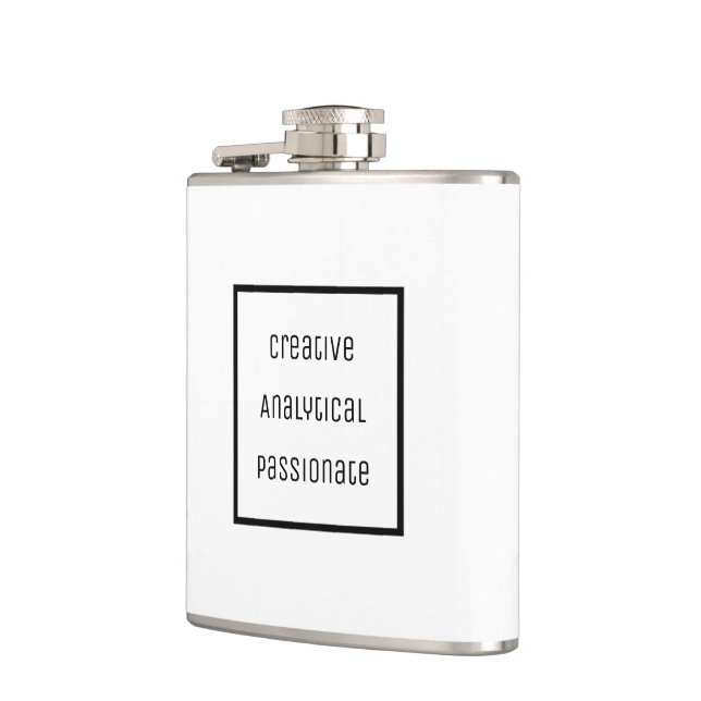 Creative, Analytical, Passionate Vinyl Wrapped Hip Flask (Left)