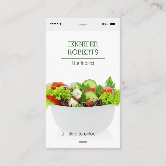Creative and Unique Vegetables Food Nutritionist Business Card (Front)