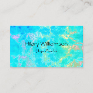 Creative Aqua Blue Water Art Rainbow Yoga Teacher Business Card