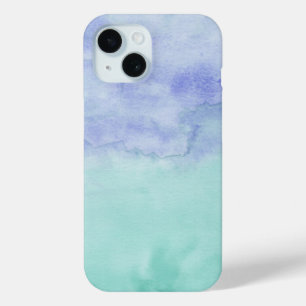 Creative Aqua Purple Abstract Watercolor Pattern iPhone 15 Case