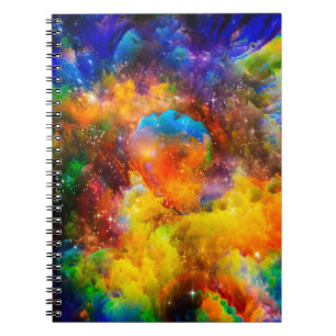 Creative arrangement of fractal elements, lights a notebook