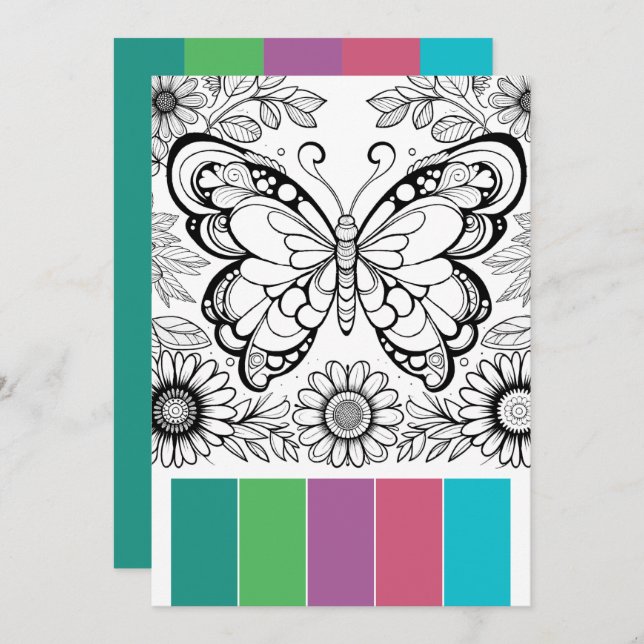 Creative Art Therapy Cards Butterfly Colouring (Front/Back)