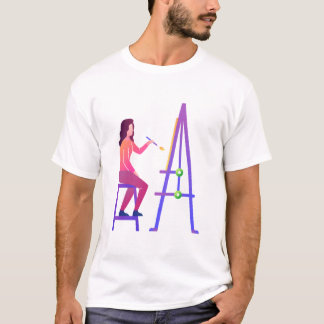 Creative Artist at Work – Woman Painting on Canvas T-Shirt