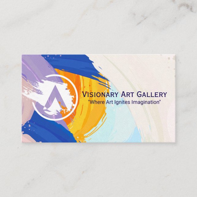 Creative Arts Logo | Paint Brushed Background Business Card (Front)