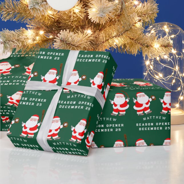 Creative Baseball Christmas Holiday Gift Wrapping Paper (Holidays)