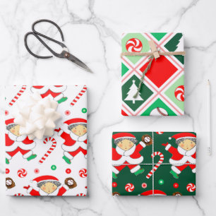 Creative Baseball Christmas Holiday Gift Wrapping Paper Sheet