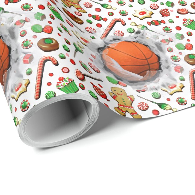 Creative Basketball Christmas Holiday Gift Wrapping Paper (Roll Corner)