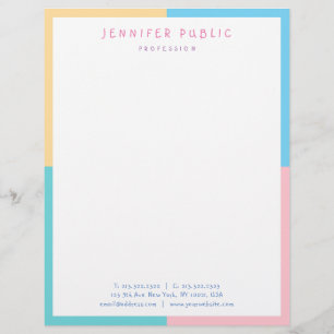 Creative Beautiful Pink Yellow Blue Green Modern Letterhead