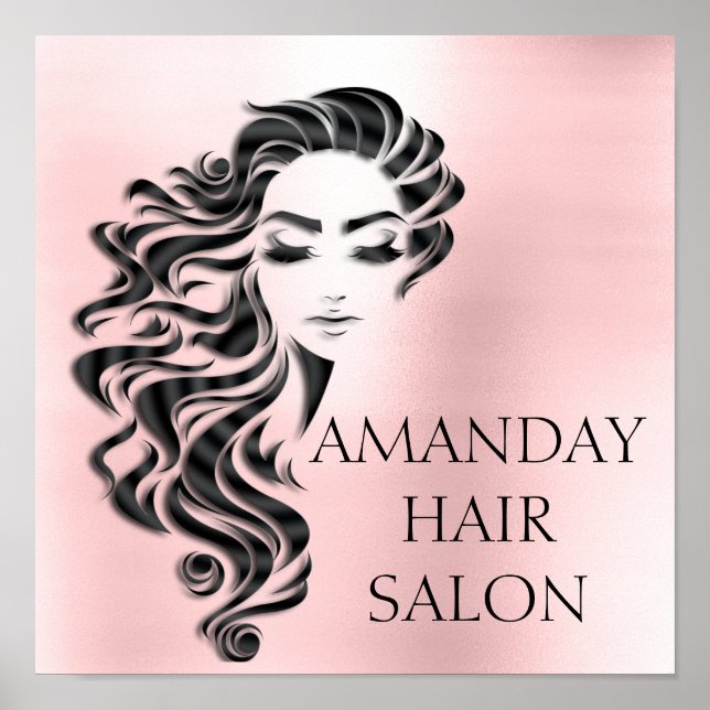 Creative Beauty Salon Lashes Hair Extension Pink Poster (Front)