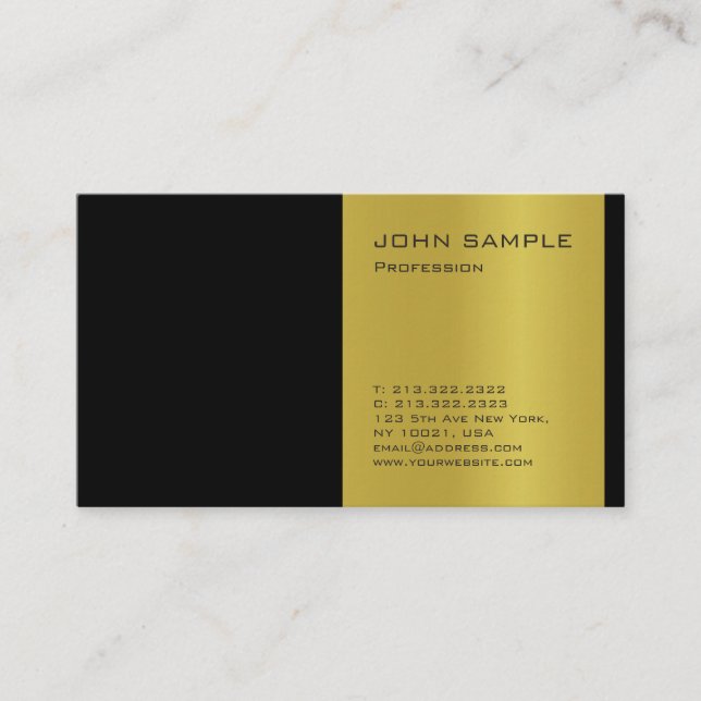 Creative Black and Gold Modern Professional Matte Business Card (Front)