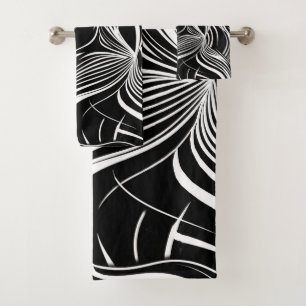 Creative Black and White Seamless Abstracts Bath Towel Set