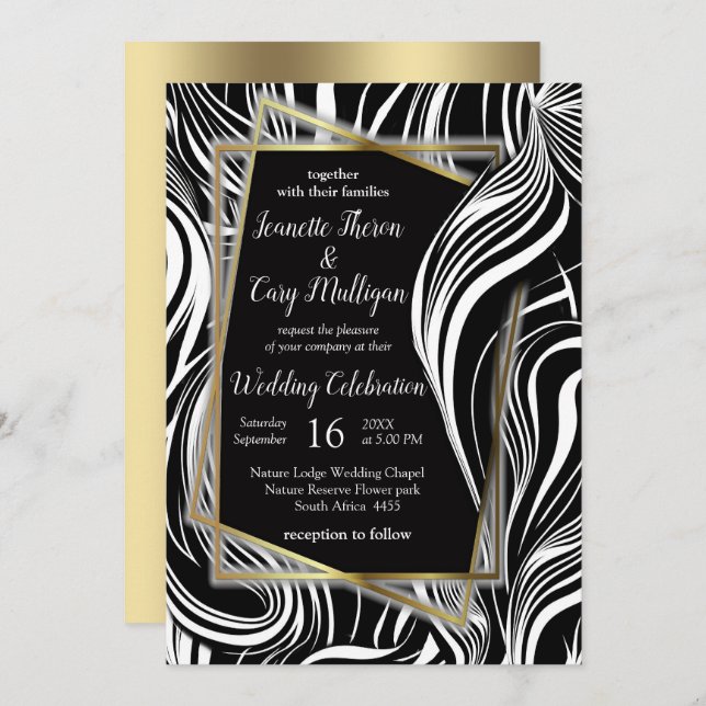 Creative Black and White Seamless Abstracts Invitation (Front/Back)