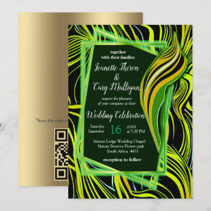 Creative Black, Green & Orange Seamless Abstracts Invitation
