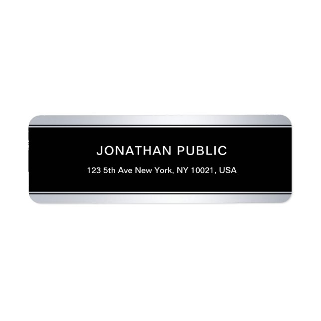 Creative Black Silver Elegant Cool Return Address (Front)