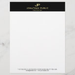 Creative Black White Gold Monogram Simple Modern Letterhead<br><div class="desc">Creative Black White Gold Monogram Simple Modern Template Letterhead.</div>