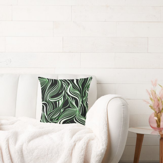 Creative Black,White & Green Seamless Abstracts Throw Pillow (Couch)