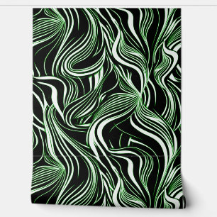 Creative Black, White & Green Seamless Abstracts Wallpaper