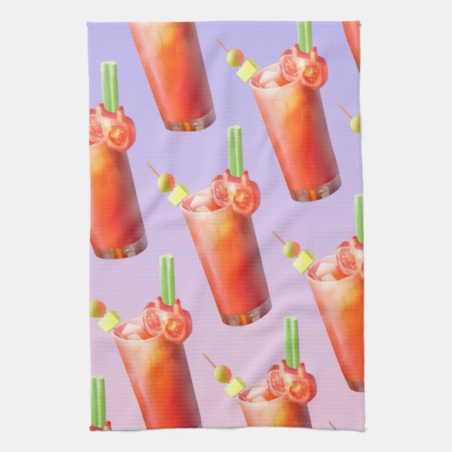 Creative Bloody Mary Cocktail Kitchen Towel (Vertical)