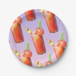Creative Bloody Mary Cocktail Paper Plate