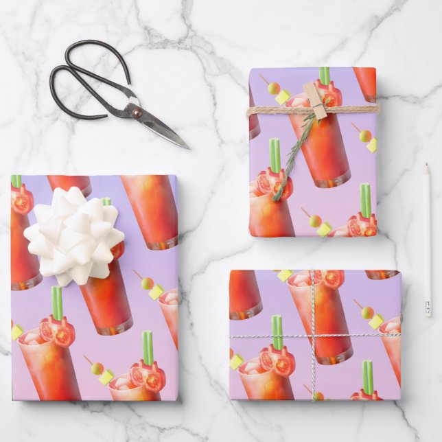 Creative Bloody Mary Cocktail Wrapping Paper Sheet (Front)