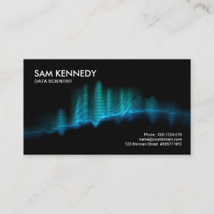 Creative Blue Binary Wave Flame Data Scientist Business Card