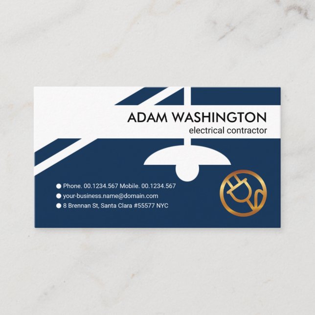 Creative Blue Electrical Light Bulb Switch Border Business Card (Front)