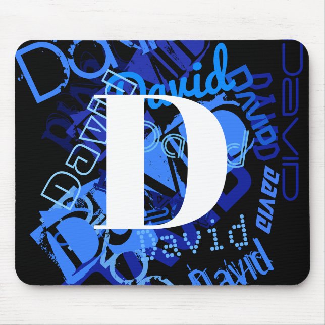 Creative Blue Monogram Mouse Pad (Front)