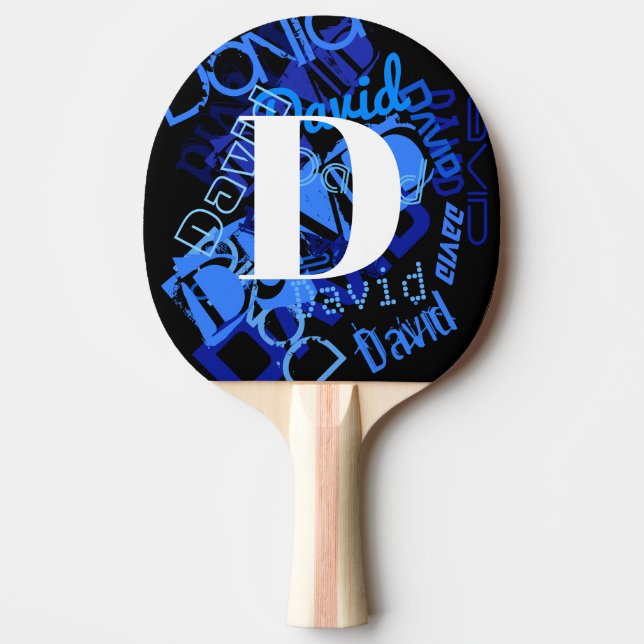 Creative Blue Monogram Ping Pong Paddle (Front)