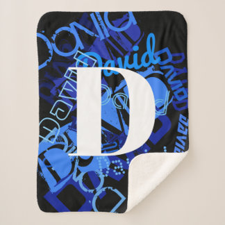 Creative Blue Monogram Sherpa Blanket