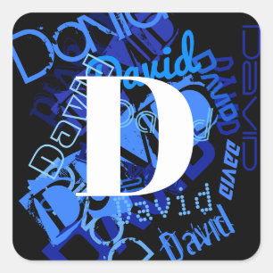 Creative Blue Monogram Square Sticker
