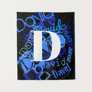 Creative Blue Monogram Tapestry