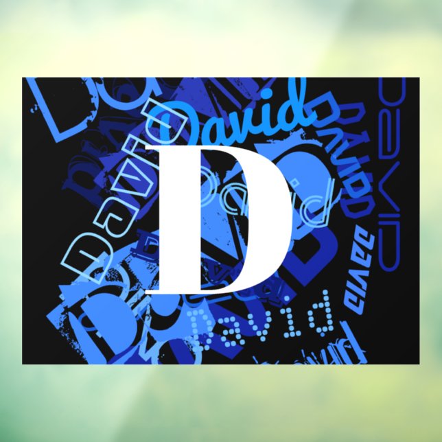 Creative Blue Monogram Window Cling (Sheet 3)