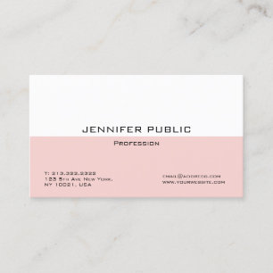 Creative Blush Pink White Modern Elegant Template Business Card