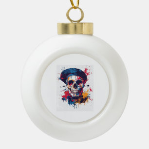 Creative Bones � Funny Artist Skull Ceramic Ball Christmas Ornament