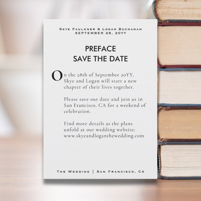 Creative Book Page Wedding Save the Date (The perfect Preface to your bookish library wedding: A unique book page Save the Date.)