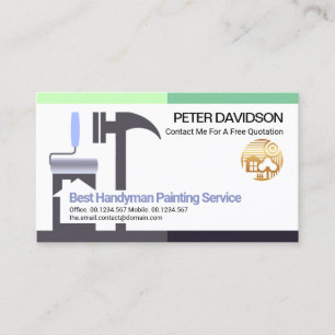 Creative Borders Roller Brush Hammer Home Builder  Business Card